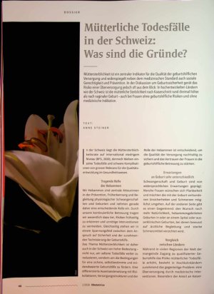 Vorschauseite 1: Mütterliche Todesfälle in der Schweiz: Was sind die Gründe?