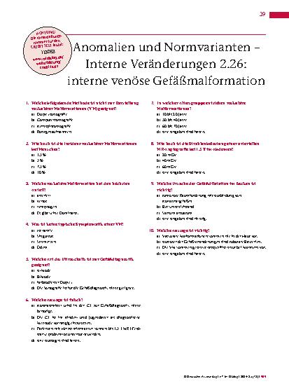 Vorschauseite 4: Anomalien und Normvarianten – Interne Veränderungen 2. 26: interne venöse Gefäßmalformation