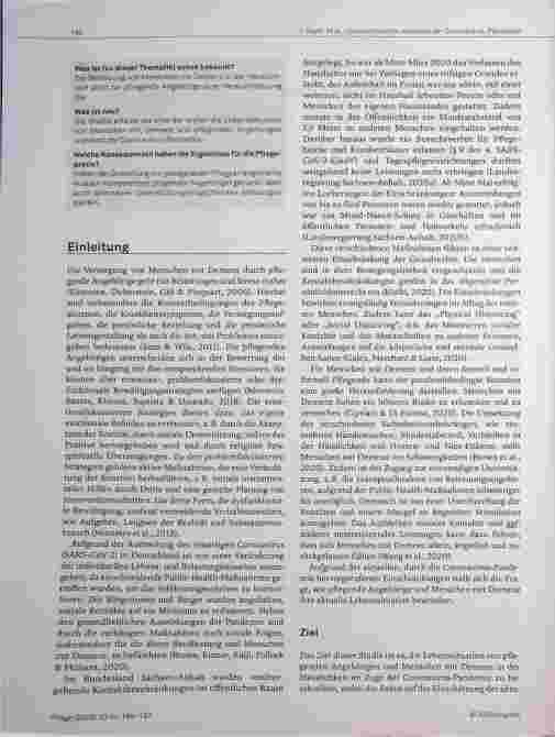 Vorschauseite 2: Die Lebenssituation von Menschen mit Demenz und pflegenden Angehörigen während der Coronavirus-Pandemie