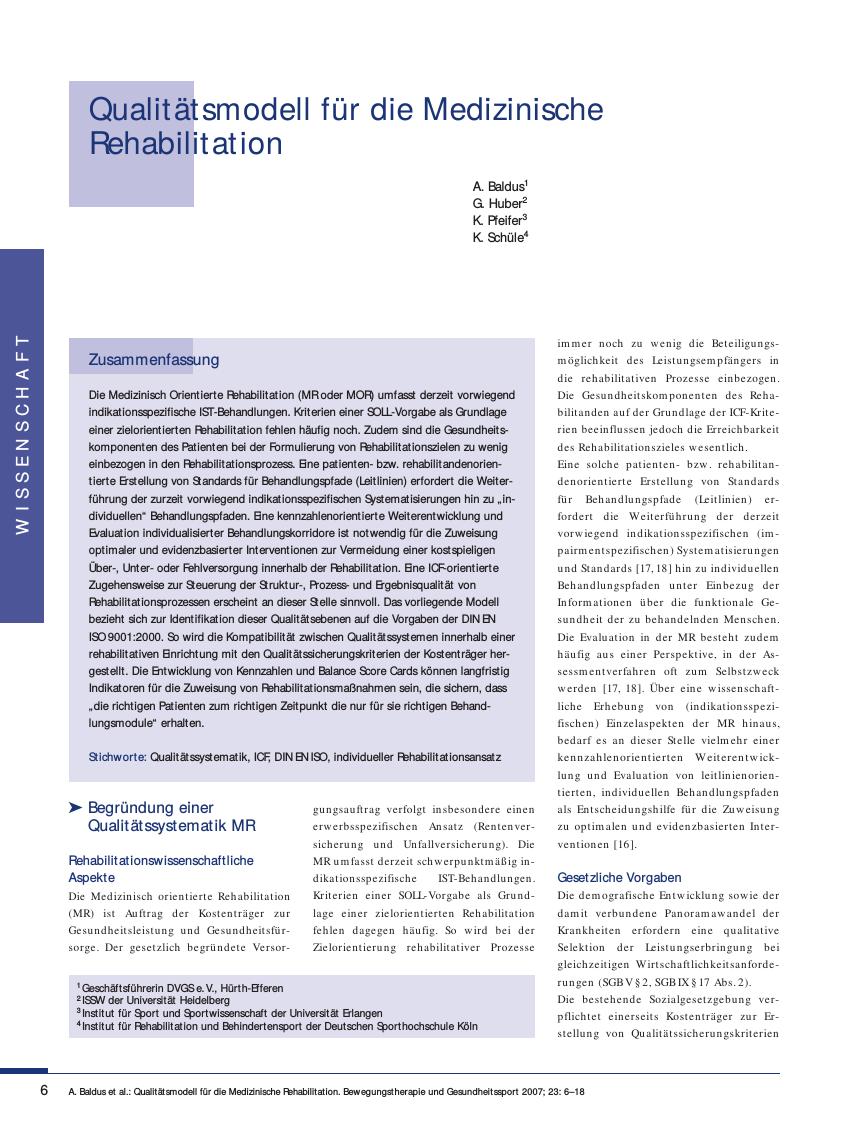 Vorschauseite 1: Qualitätsmodell für die Medizinische Rehabilitation