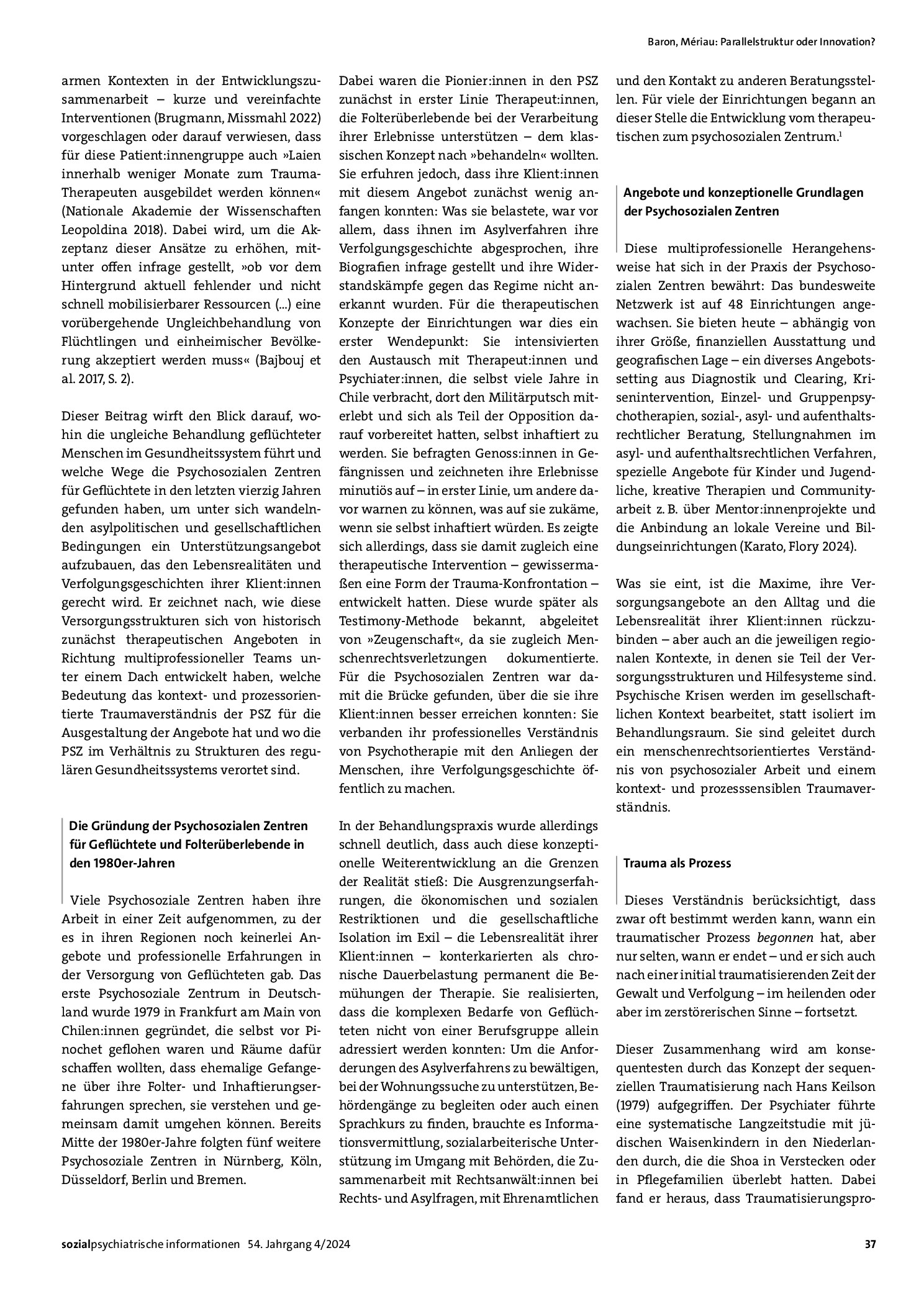 Vorschauseite 2: Parallelstruktur oder Innovation? Vierzig Jahre Psychosoziale Zentren für Geflüchtete – und was eine zukunftsfähige Versorgung jetzt braucht