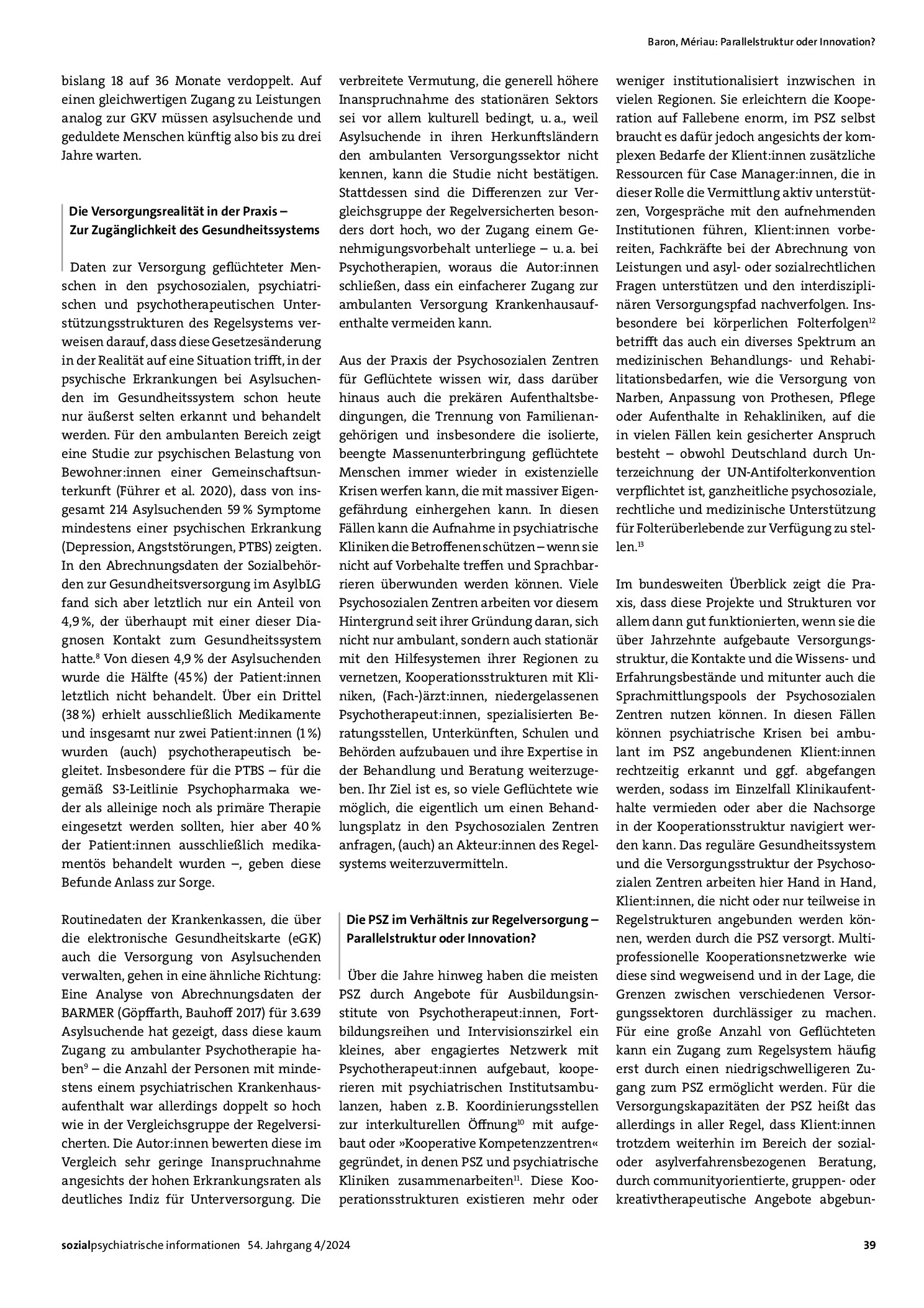 Vorschauseite 4: Parallelstruktur oder Innovation? Vierzig Jahre Psychosoziale Zentren für Geflüchtete – und was eine zukunftsfähige Versorgung jetzt braucht