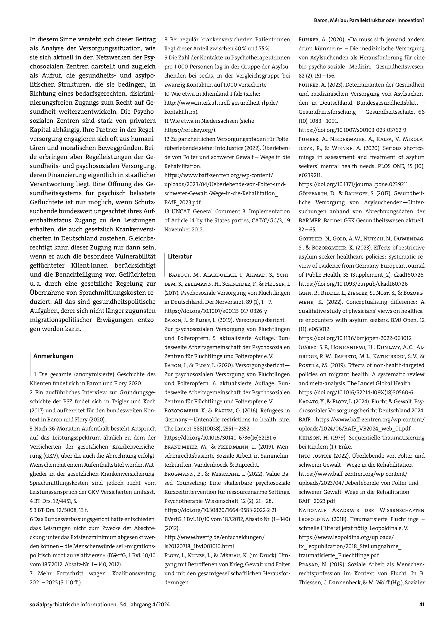 Vorschauseite 6: Parallelstruktur oder Innovation? Vierzig Jahre Psychosoziale Zentren für Geflüchtete – und was eine zukunftsfähige Versorgung jetzt braucht
