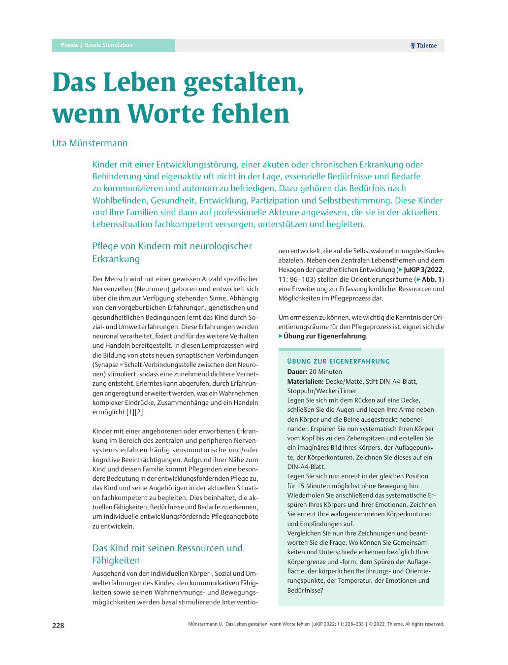 Vorschauseite 1: Das Leben gestalten, wenn Worte fehlen