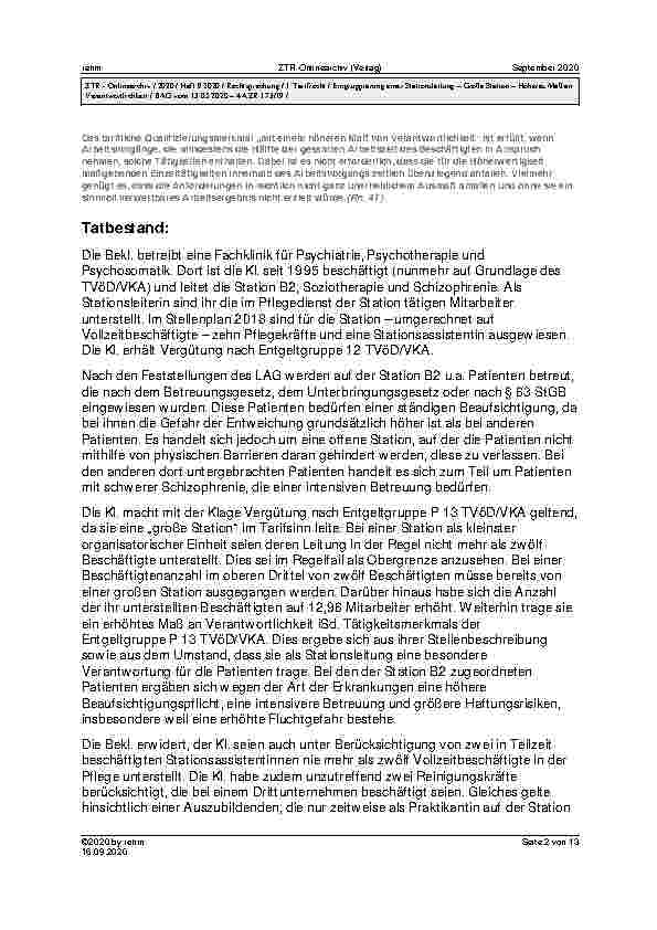Vorschauseite 2: BAG vom 13. 05. 2020 – 4 AZR 173/19 Urteil des Bundesarbeitsgerichts vom 13. 05. 2020 – 4 AZR 173/19 TVöD/VKA § 12 Abs. 2, Anlage 1 – Entgeltordnung (VKA) Vorbemerkung Nr. 9, Teil…
