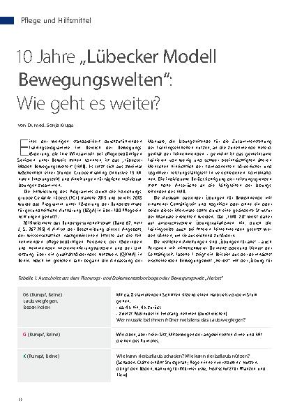 Vorschauseite 1: 10 Jahre „Lübecker Modell Bewegungswelten“: Wie geht es weiter?