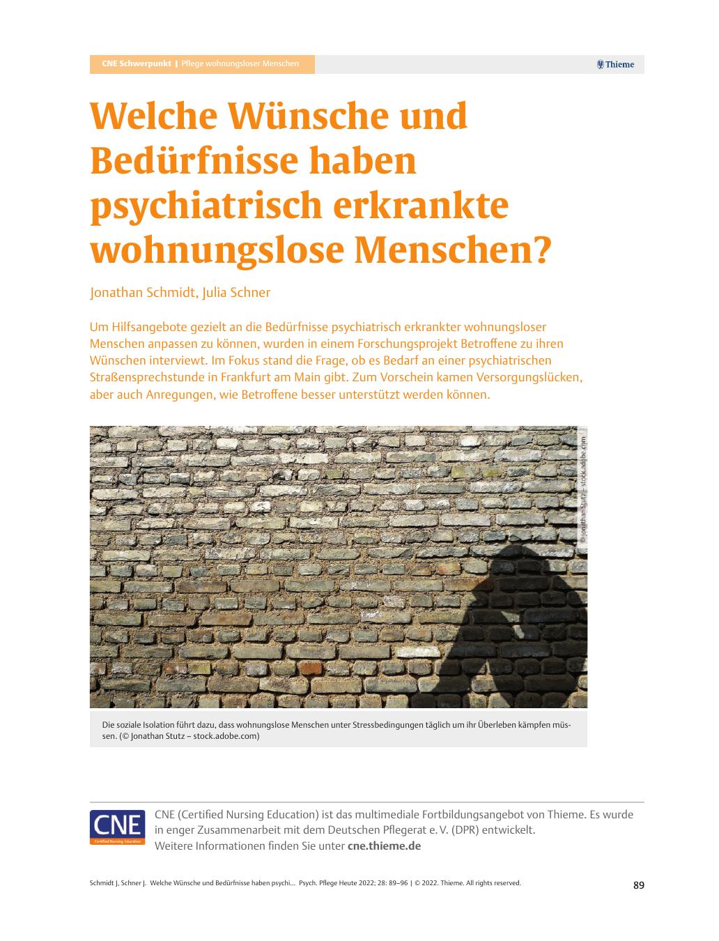 Vorschauseite 1: Welche Wünsche und Bedürfnisse haben psychiatrisch erkrankte wohnungslose Menschen?