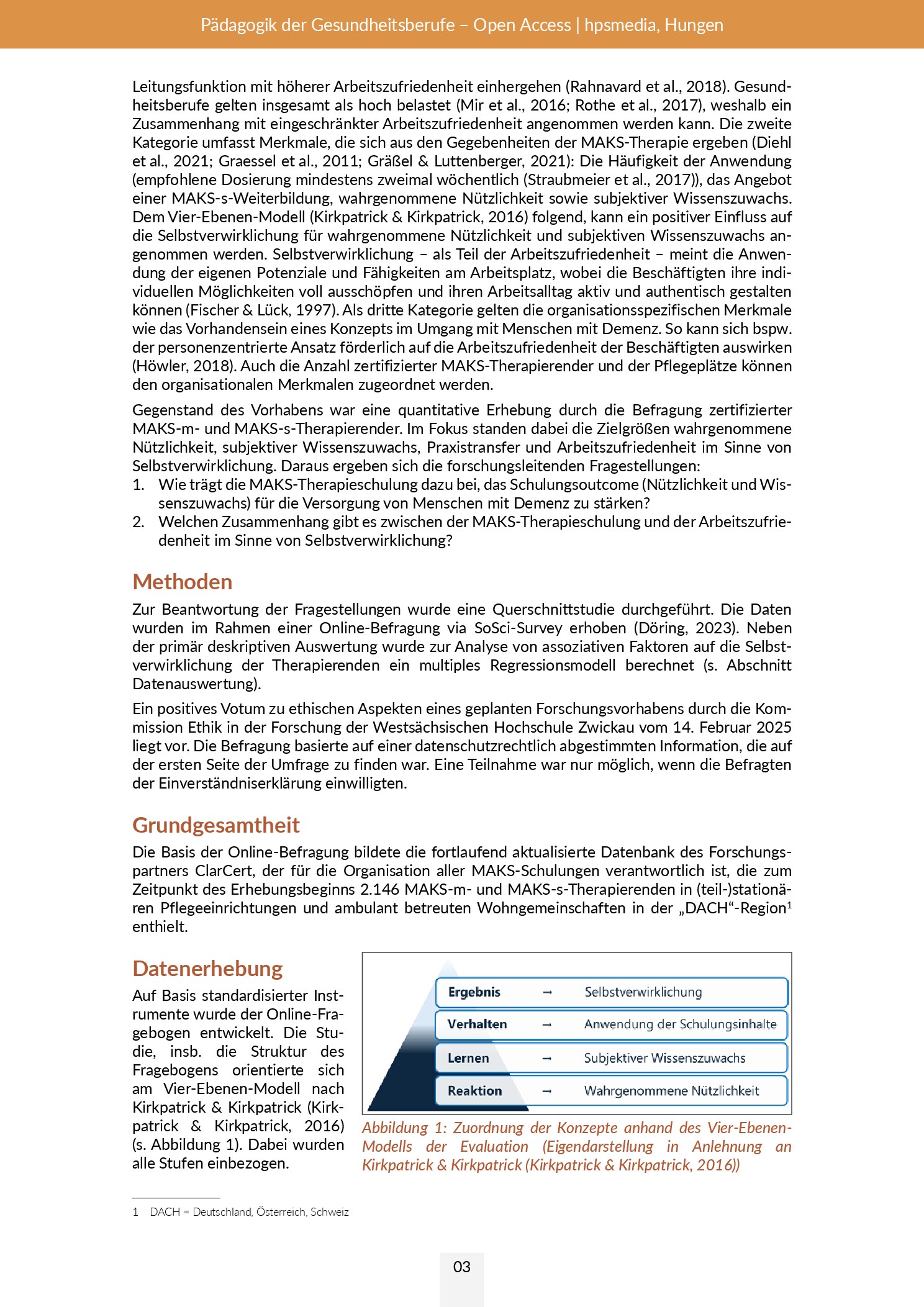 Vorschauseite 3: Evaluation der curricularen Therapieschulung einer psychosozialen, multimodalen Demenzintervention: Eine Querschnittsbefragung Teilnehmender zu Schulungsoutcome und Arbeitszufried…
