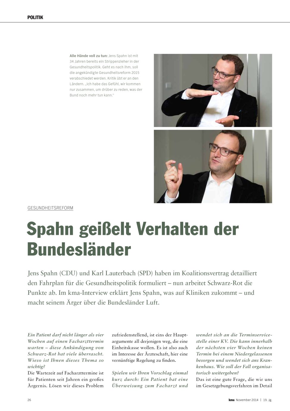 Vorschauseite 1: Spahn geißelt Verhalten der Bundesländer