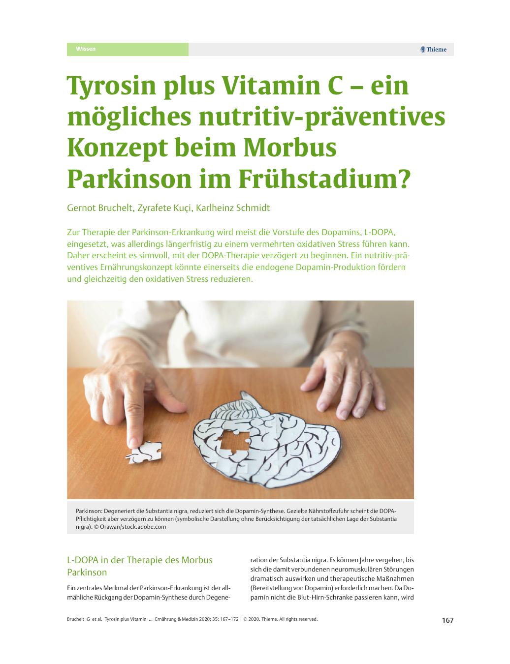 Vorschauseite 1: Tyrosin plus Vitamin C – ein mögliches nutritiv-präventives Konzept beim Morbus Parkinson im Frühstadium?