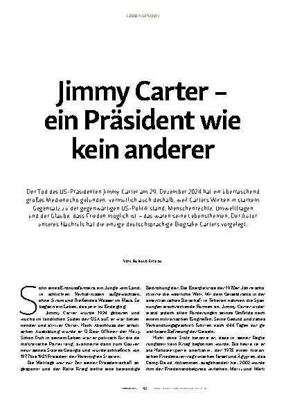 Vorschauseite 1: Jimmy Carter – ein Präsident wie kein anderer