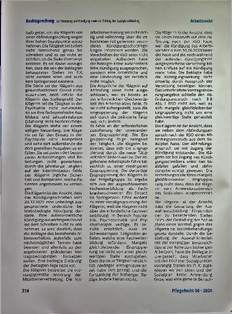 Vorschauseite 5: Zur Versetzung und Kündigung sowie zur Zahlung der Sozialplanabfindung.