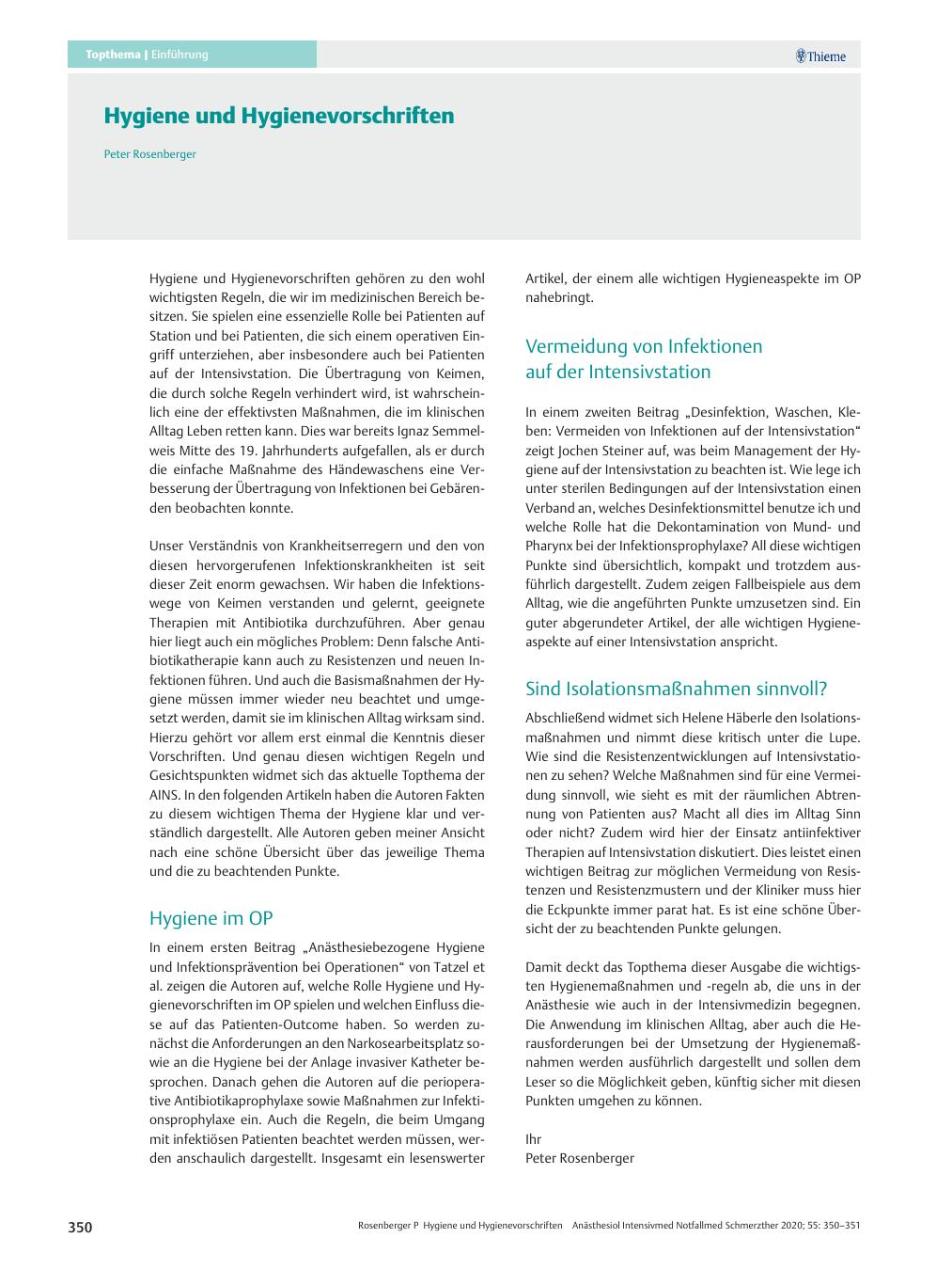 Vorschauseite 1: Hygiene und Hygienevorschriften