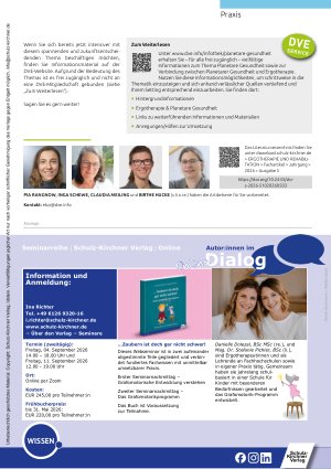 Vorschauseite 4: Bieten grundlegende Orientierung für ein planetares Gesundheitsverständnis Die fünf WFOT-Leitprinzipien (Teil 1)