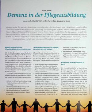 Vorschauseite 1: Demenz in der Pflegeausbildung Anspruch, Wirklichkeit und notwendige Neuausrichtung