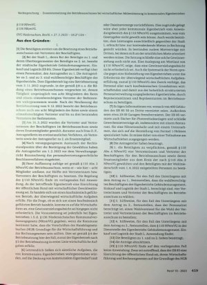 Vorschauseite 2: Zum Personalvertretungsrecht Zusammensetzung des Betriebs ausschusses bei wirtschaftlich ar Mitbestimmung in kommunalen Eigenbetrieben