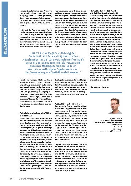 Vorschauseite 3: KI-gestützte Leitlinienintegration in der Physiotherapie Potenziale digitaler Sprachmodelle in der ambulanten und stationären Versorgung