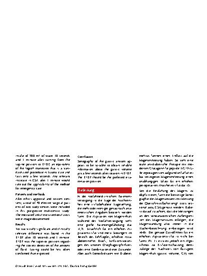 Vorschauseite 2: Ist die Evaluation des Magenvolumens mittels fokussierter Sonographie des Magenantrums auch in zeitkritischen Notfallsituationen realisierbar? Ergebnisse einer klinischen Studie