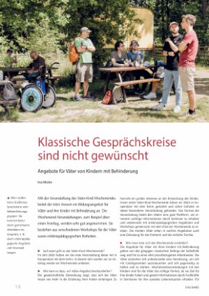 Vorschauseite 1: Klassische Gesprächskreise sind nicht gewünscht Angebote für Väter von Kindern mit Behinderung