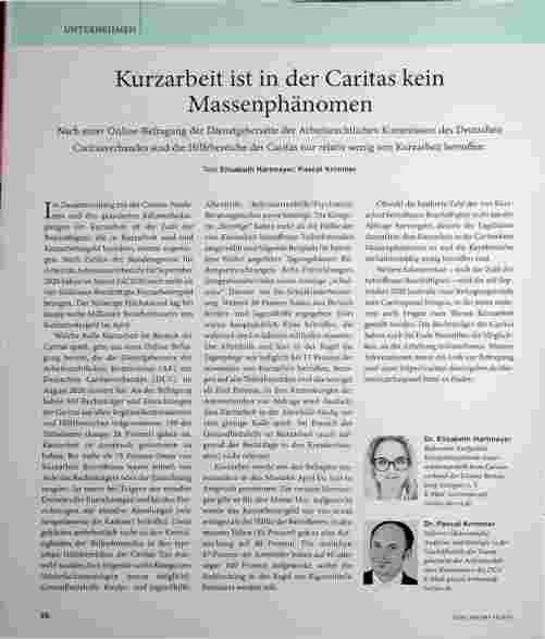 Vorschauseite 1: Kurzarbeit ist in der Caritas kein Massenphänomen.