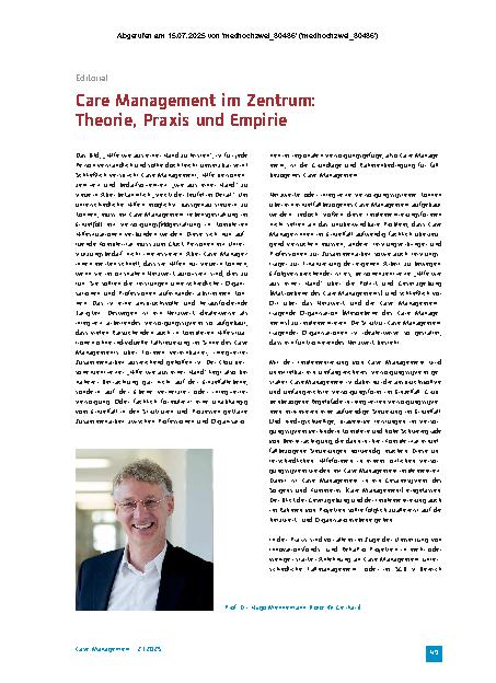 Vorschauseite 1: Care Management im Zentrum: Theorie, Praxis und Empirie