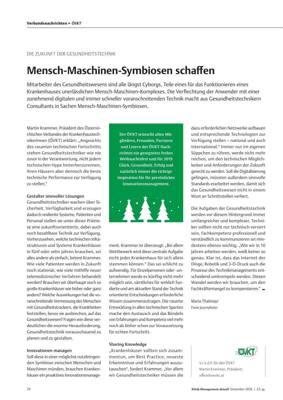 Vorschauseite 1: Die Zukunft der Gesundheitstechnik: Mensch-Maschinen-Symbiosen schaffen