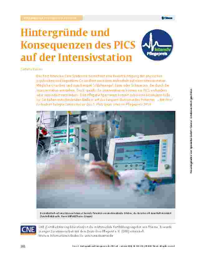Vorschauseite 1: Hintergründe und Konsequenzen des PICS auf der Intensivstation