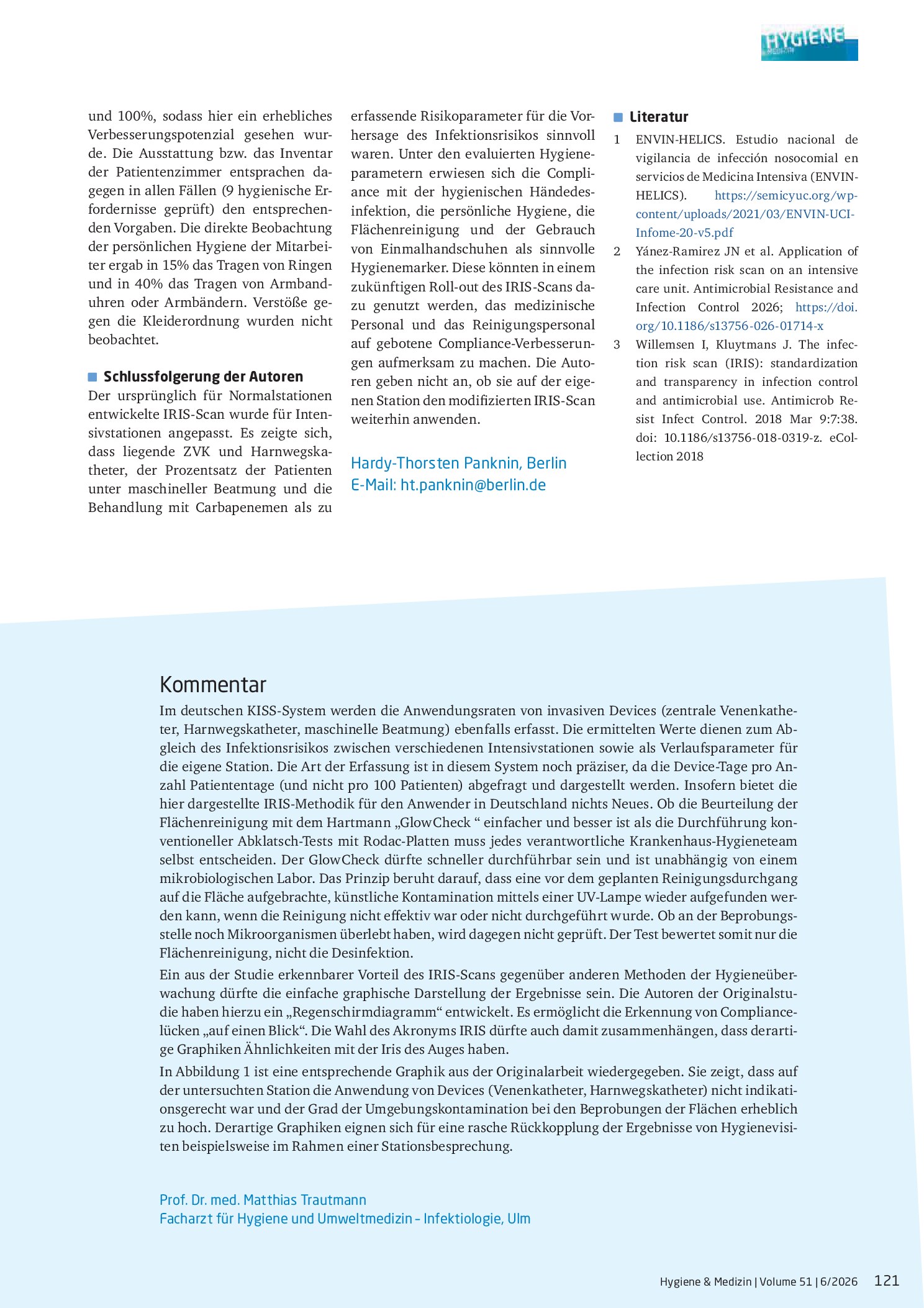 Vorschauseite 4: Infektionsrisiko und Infektionsprävention auf Intensivstationen: Was leistet ein modifizierter „IRIS“-Scan?