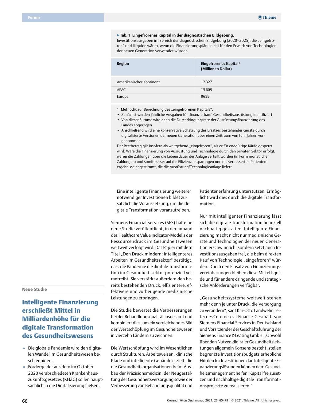 Vorschauseite 1: Neue Studie – Intelligente Finanzierung erschließt Mittel in Milliardenhöhe für die digitale Transformation des Gesundheitswesens.