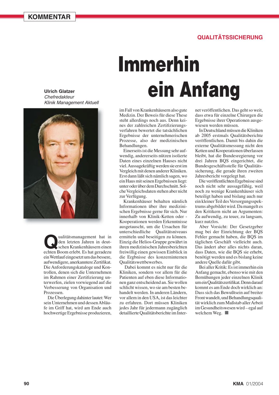 Vorschauseite 1: Immerhin ein Anfang