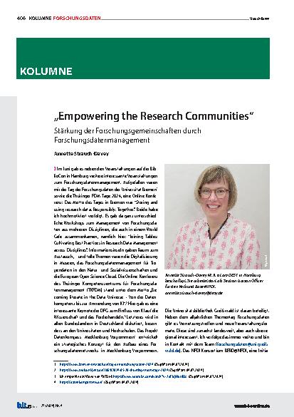 Vorschauseite 1: "Empowering the Research Communities"