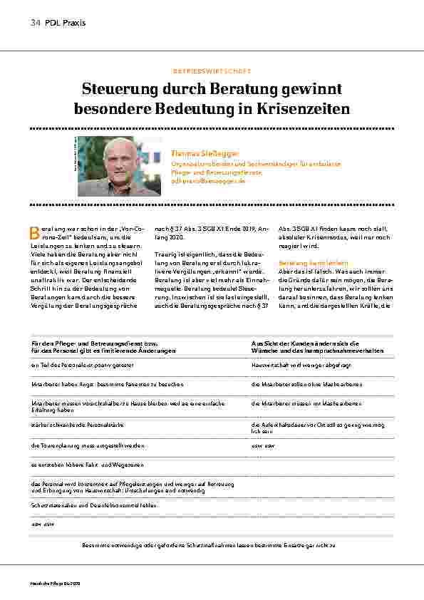 Vorschauseite 1: Steuerung durch Beratung gewinnt besondere Bedeutung in Krisenzeiten.