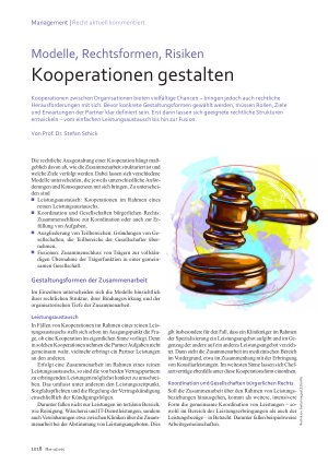 Vorschauseite 1: Modelle, Rechtsformen, Risiken Kooperationen gestalten