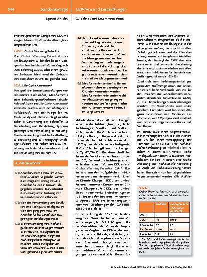 Vorschauseite 4: Ökologische Nachhaltigkeit in der Anästhesiologie und Intensivmedizin