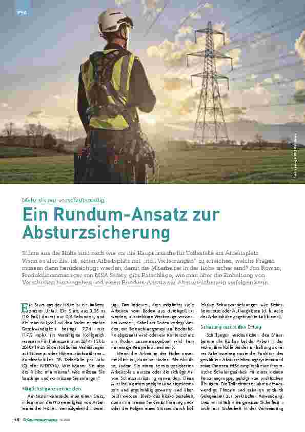 Vorschauseite 1: Mehr als nur vorschriftsmäßig: Ein Rundum-Ansatz zur Absturzsicherung