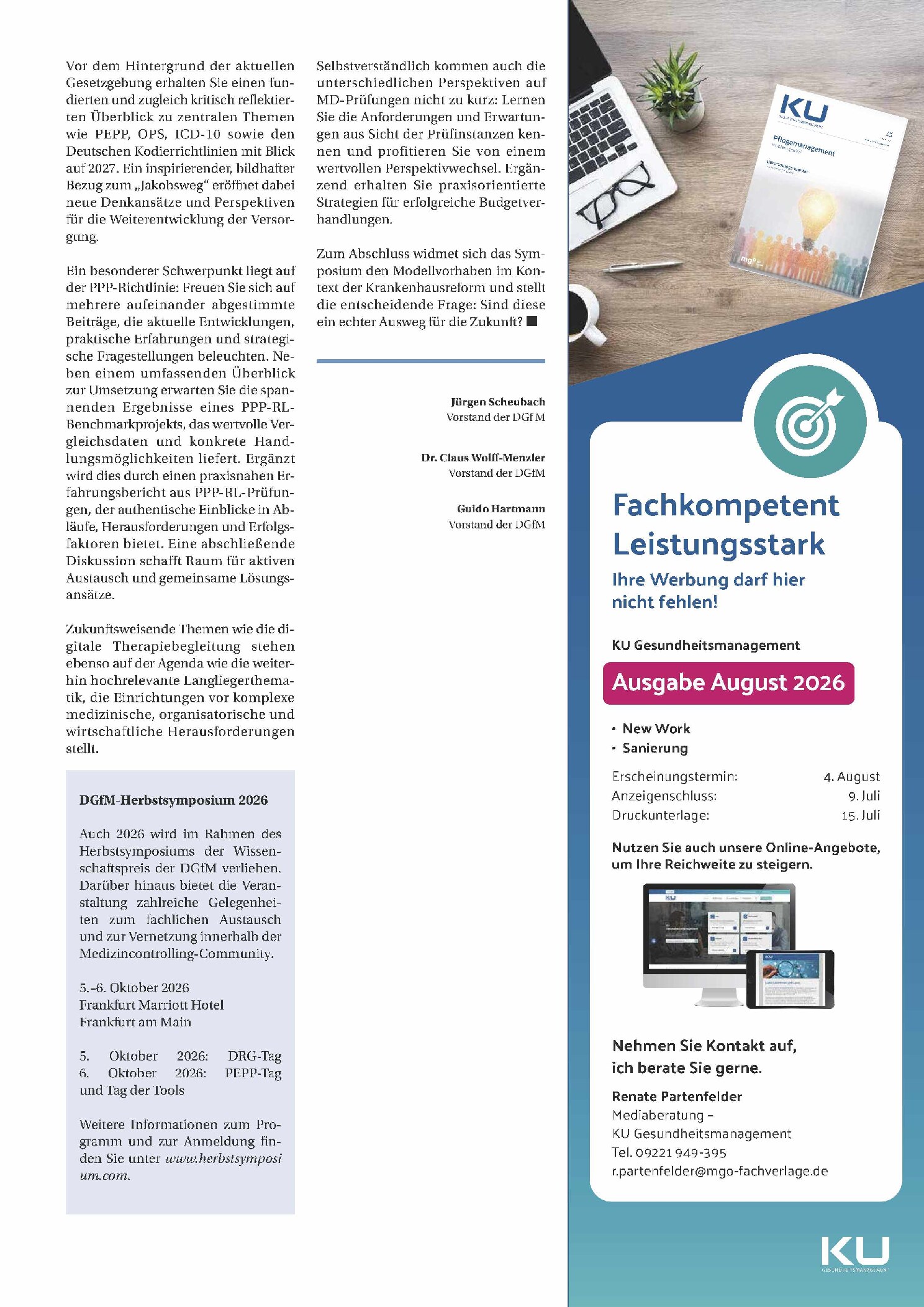 Vorschauseite 2: DGfM-Herbstsymposium 2026 in Frankfurt am Main