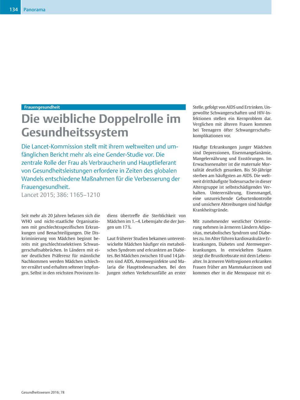 Vorschauseite 1: Die weibliche Doppelrolle im Gesundheitssystem