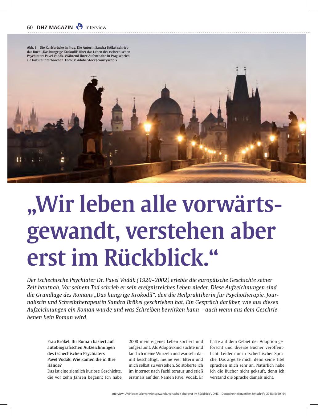 Vorschauseite 1: „Wir leben alle vorwärtsgewandt, verstehen aber erst im Rückblick.“