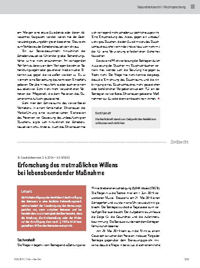 Vorschauseite 4: Schadensersatz infolge eines Suizids im Krankenhaus