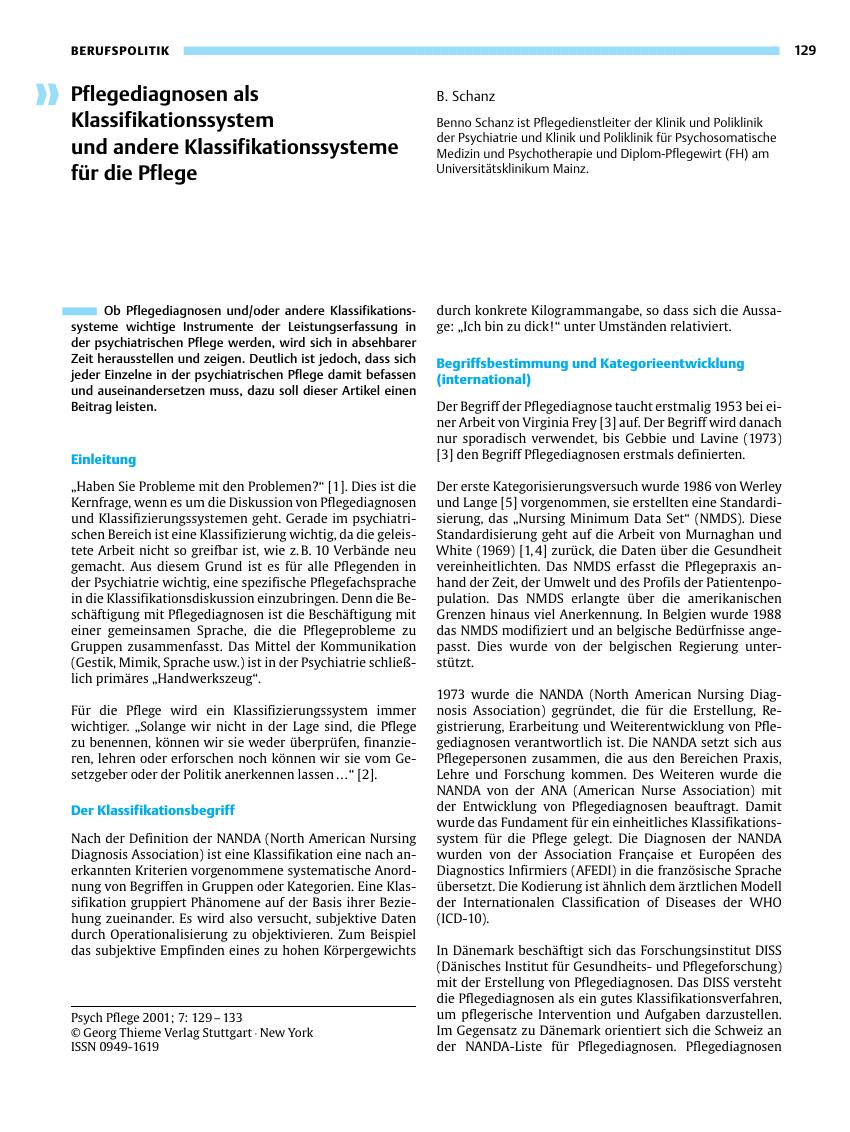 Vorschauseite 1: Pflegediagnosen als Klassifikationssystem und andere Klassifikationssysteme für die Pflege