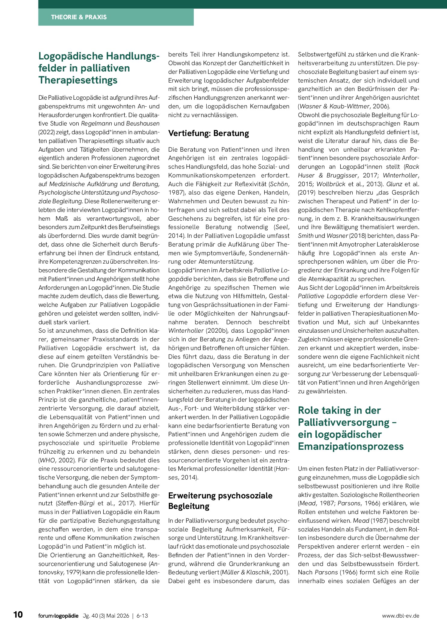 Vorschauseite 5: Professionelle Identität in der palliativen Logopädie