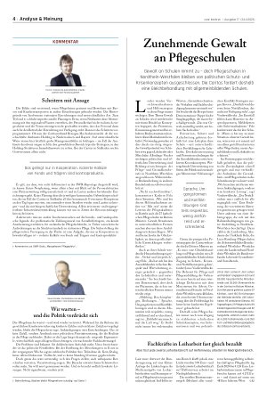 Vorschauseite 1: Zunehmende Gewalt an Pflegeschulen
