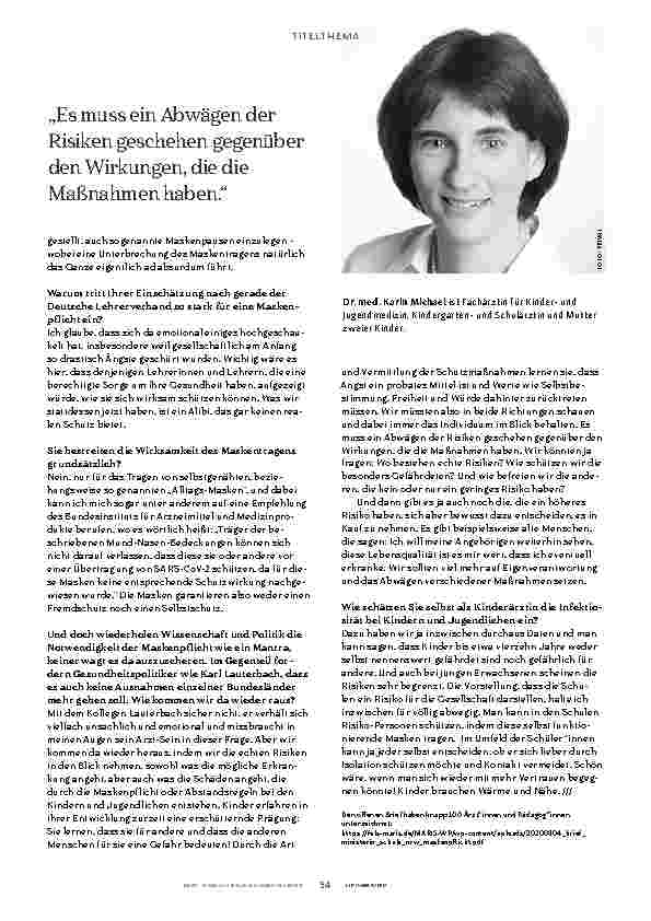 Vorschauseite 3: "Masken im Unterricht gefährden die Entwicklung der Kinder. "