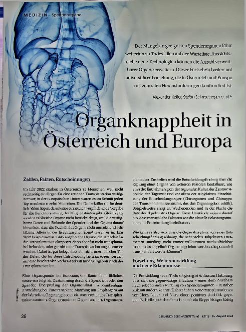 Vorschauseite 1: Organknappheit in Österreich und Europa