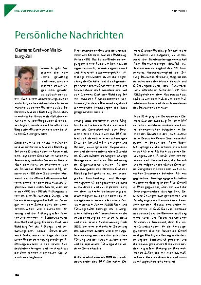 Vorschauseite 1: Persönliche Nachrichten Clemens Graf von Waldburg-Zeil