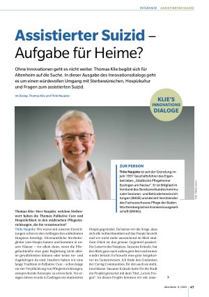 Vorschauseite 1: Assistierter Suizid – Aufgabe für Heime?