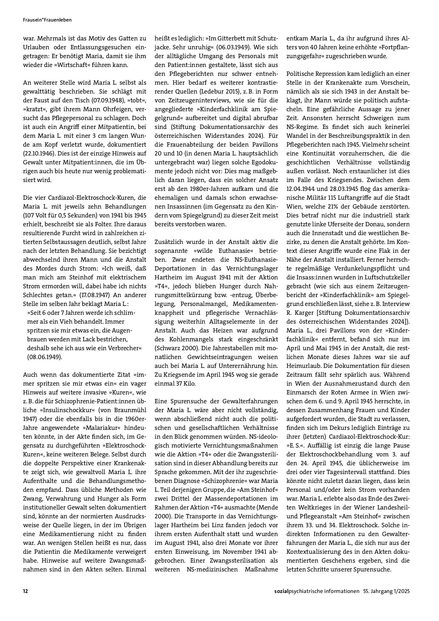 Vorschauseite 5: »Das war die Mitzi-Tant’ – das war eine Narrische …« Eine Spurensuche zu Gewalterfahrungen in der Wiener Psychiatrie »Am Steinhof« am Fallbeispiel der Maria Leithner (1940–1952)