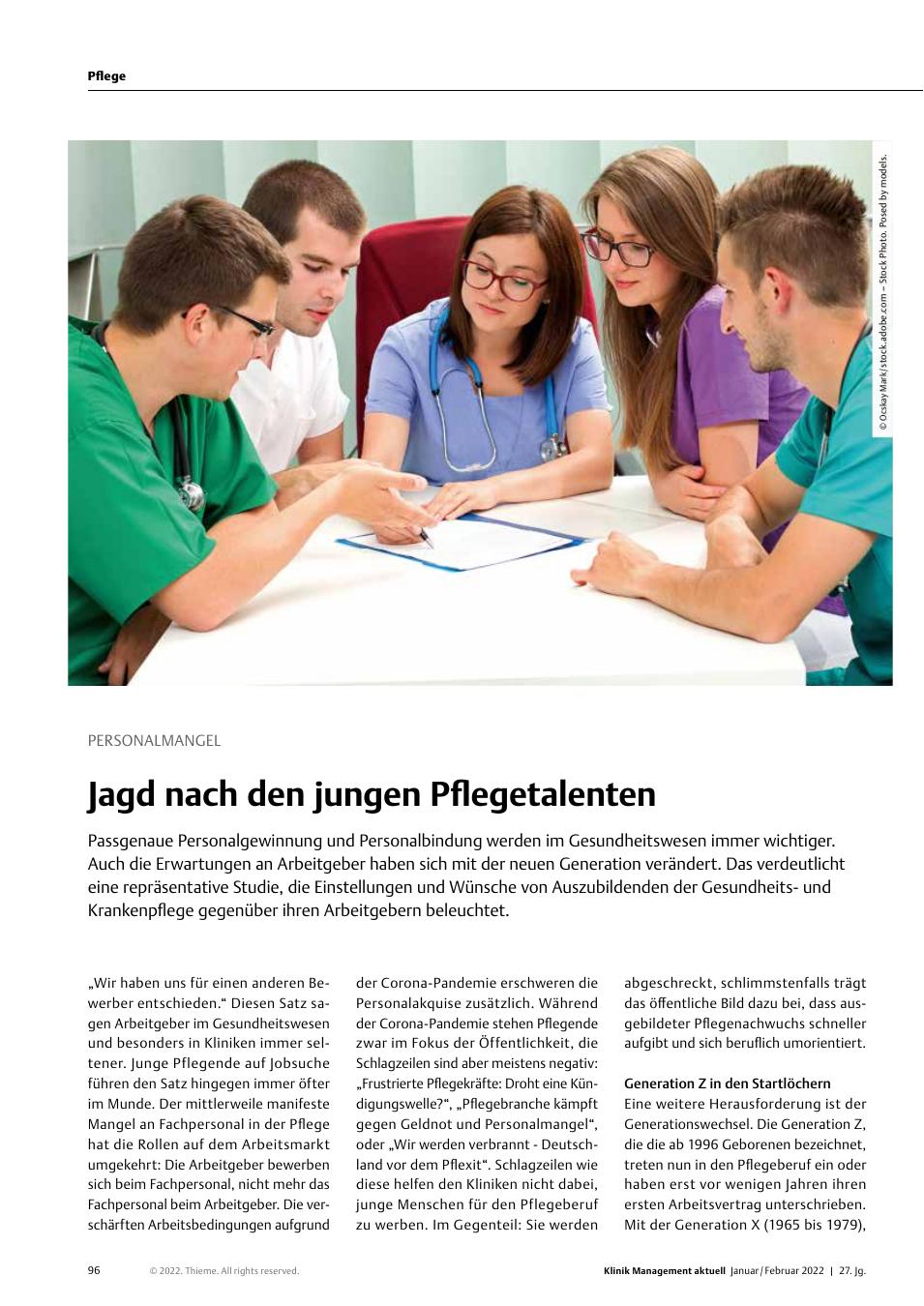 Vorschauseite 1: Personalmangel: Jagd nach den jungen Pflegetalenten