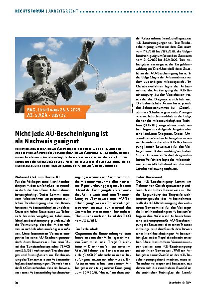 Vorschauseite 1: Nicht jede AU-Bescheinigung ist als Nachweis geeignet.