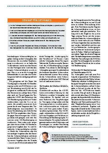 Vorschauseite 2: Nicht jede AU-Bescheinigung ist als Nachweis geeignet.